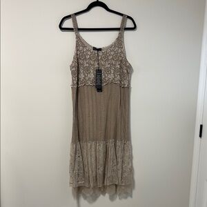 NWT dress from Loretta Scarbi.  Taupe with lace detail